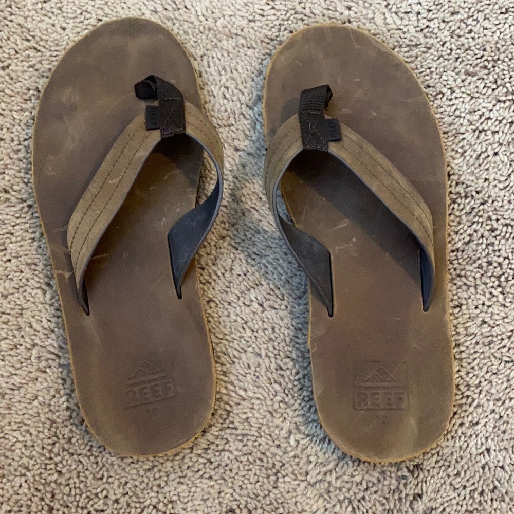 Men’s Reef leather flip flops